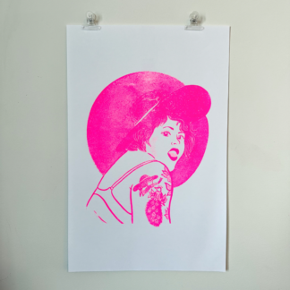 Kyle Holiday Riso Fluorescent Pink Poster