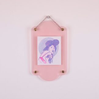 Desert Nights framed riso print (flo pink / blue)