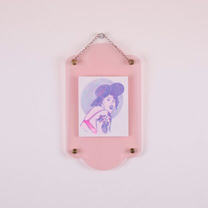 Desert Nights framed riso print (flo pink / blue)